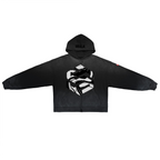 Unisex Washed Distressed Dystopian Streetwear Zip-Up Hoodie(420GSM)