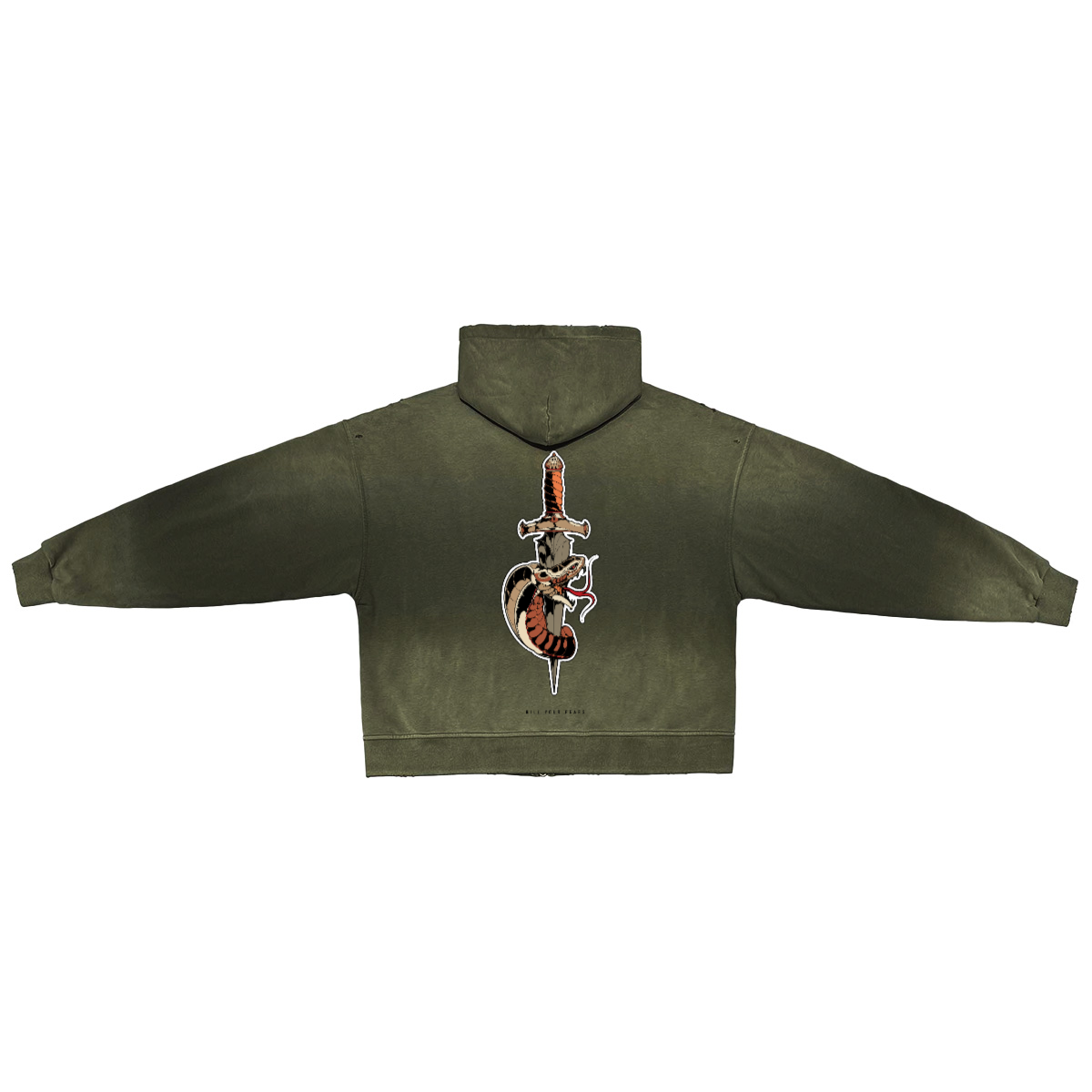 Unisex Washed Distressed Dystopian Streetwear Zip-Up Hoodie(420GSM)