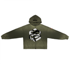 Unisex Washed Distressed Dystopian Streetwear Zip-Up Hoodie(420GSM)