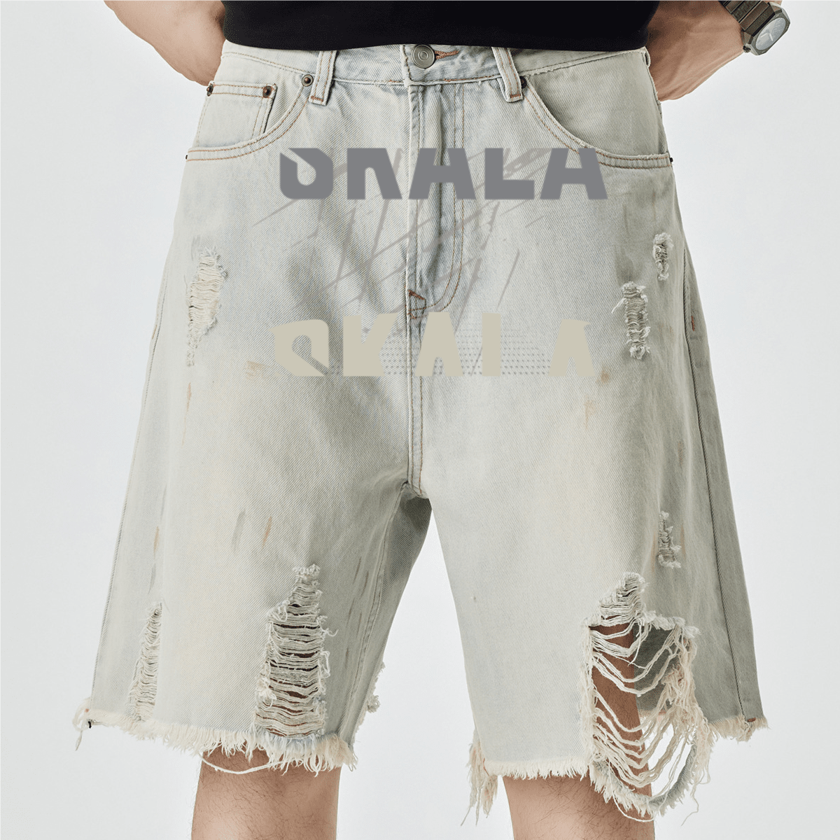 Unisex Distressed Denim Shorts