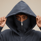 Windproof Sports Zip-up Hoodie with Built-in Face Mask