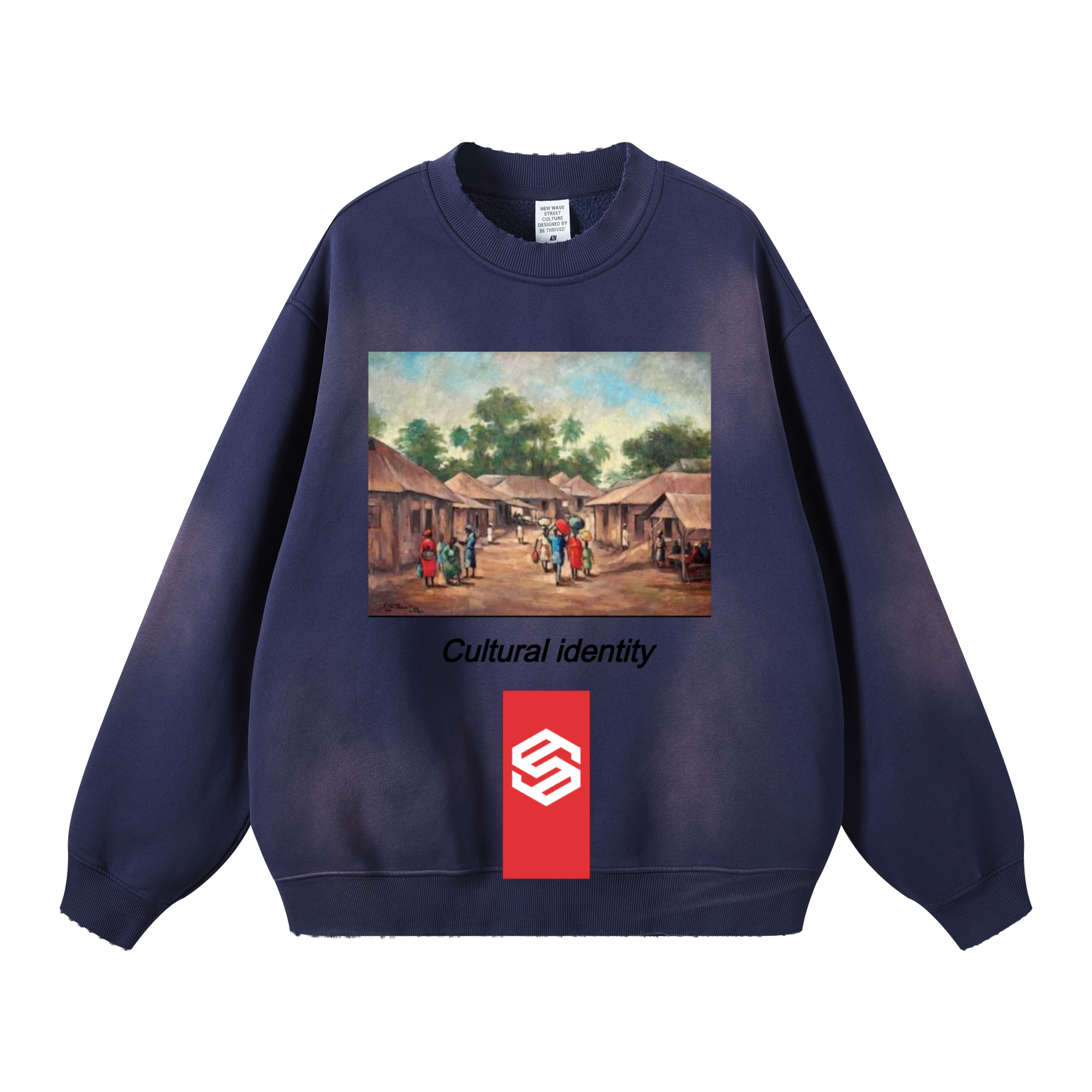 Round Neck Washed Distressed Ombre Heavyweight Sweatshirt(440GSM)