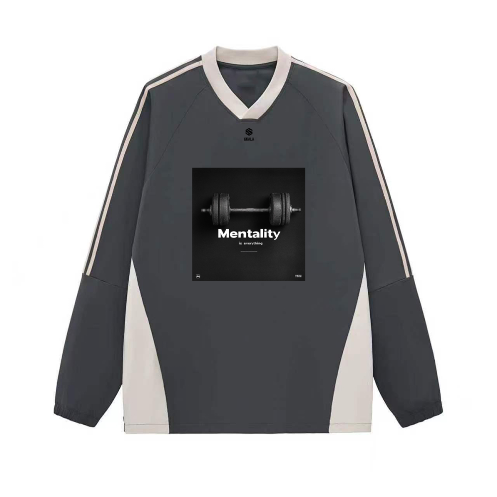 Colorblock V-neck Long Sleeve Shirt