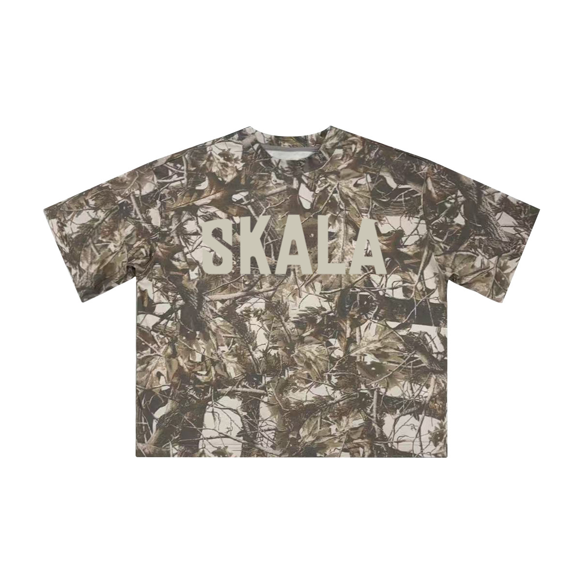 Unisex Cropped Camouflage Tree Print T-shirt（250GSM）