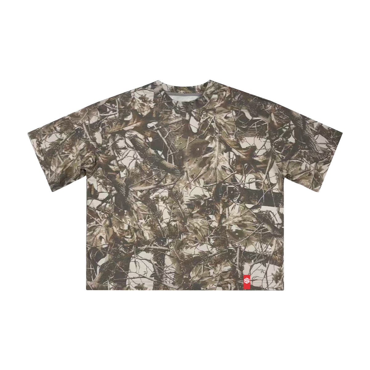 Unisex Cropped Camouflage Tree Print T-shirt（250GSM）