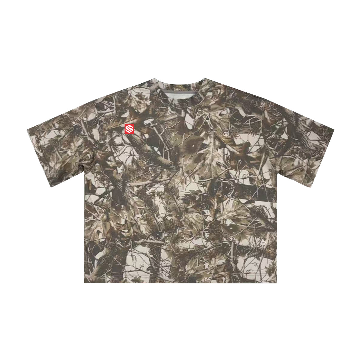 Unisex Cropped Camouflage Tree Print T-shirt（250GSM）