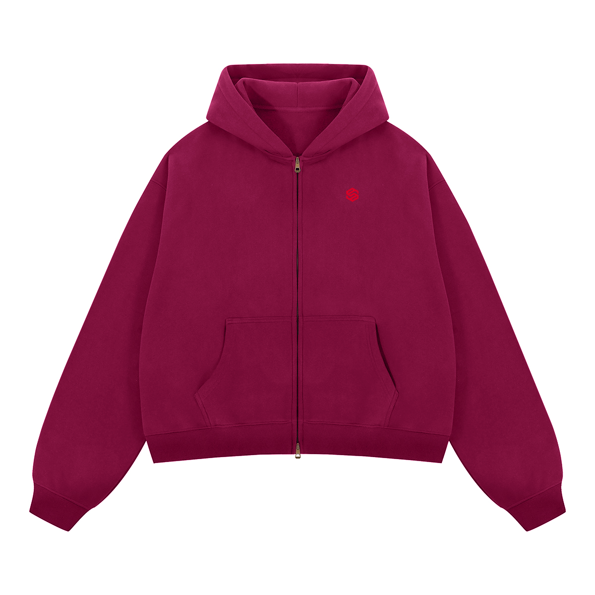 Unisex Boxy Cropped Fleece Zip-up Hoodie(380GSM)