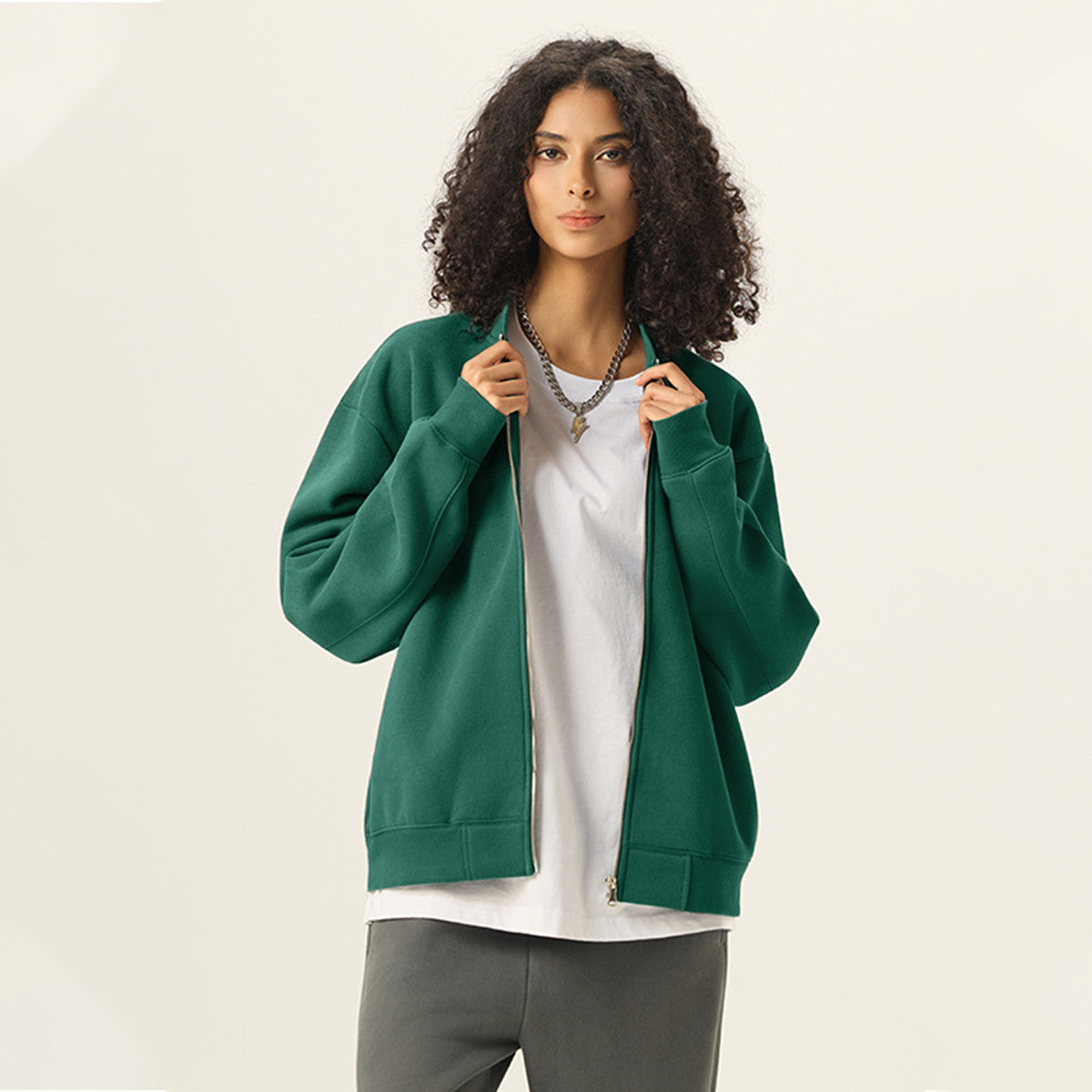 Unisex Fleece Zip-Up Baseball Jacket（360GSM）