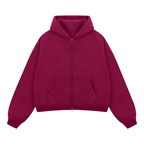 Unisex Boxy Cropped Fleece Zip-up Hoodie