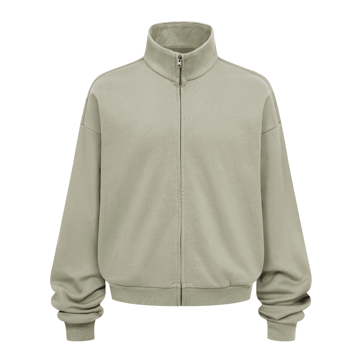 Unisex Brushed Stand-collar Zip-up Jacket