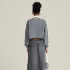 Cropped Oversized Washed Sweatshirt with Raw-Edge Streetwear Style