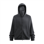 Windproof Sports Zip-up Hoodie with Built-in Face Mask