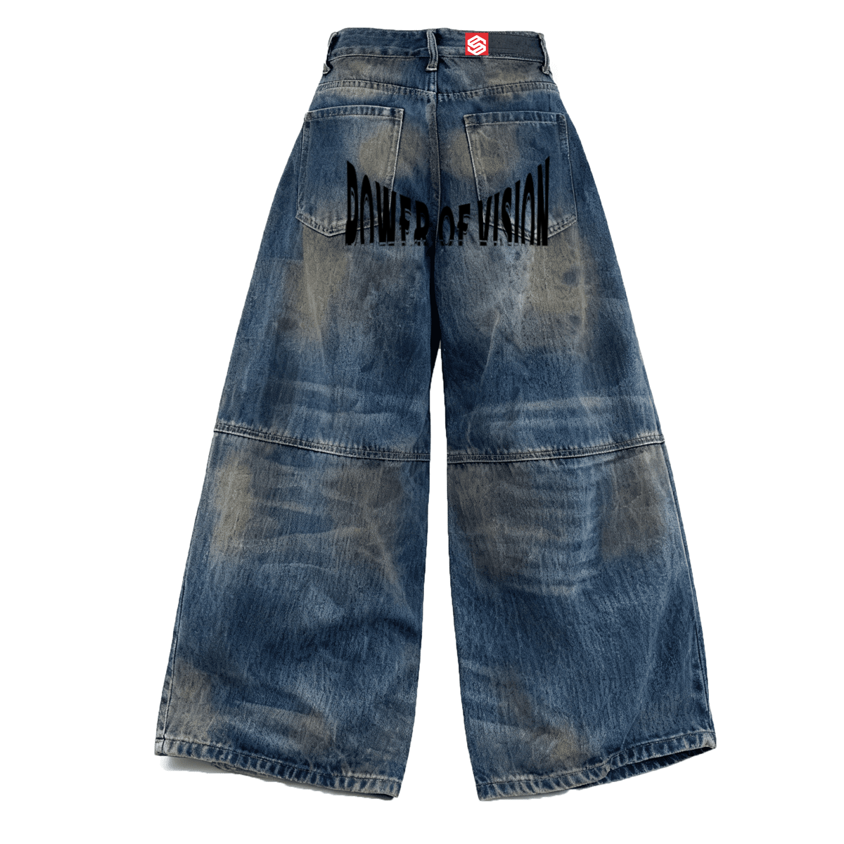 Unisex Patchwork Wide-leg Curved Blade Jeans