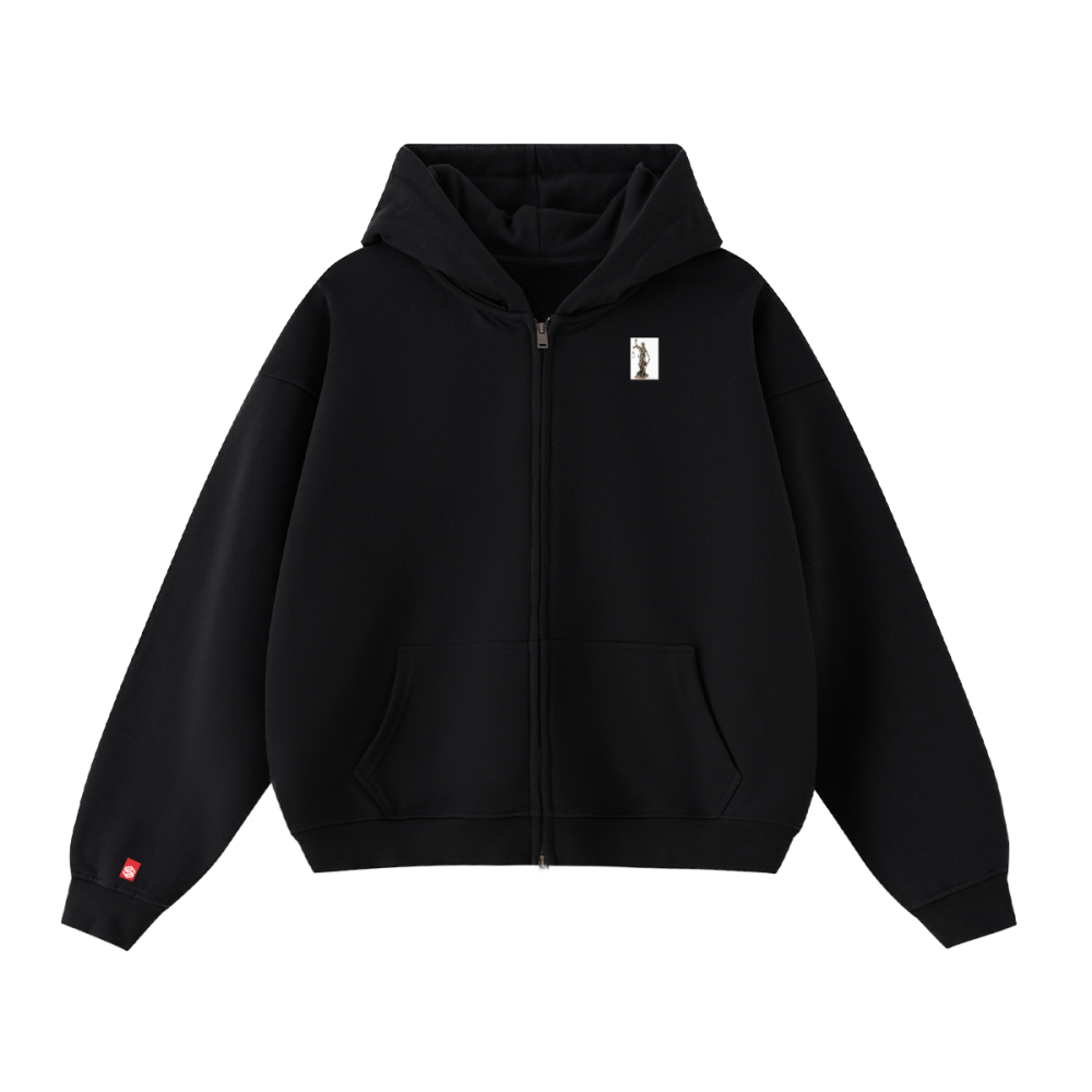 Unisex Cropped Double-Zip Hoodie