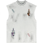Distressed High Street Round Neck Sleeveless