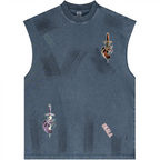 Distressed High Street Round Neck Sleeveless