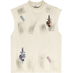 Distressed High Street Round Neck Sleeveless