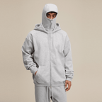 Windproof Sports Zip-up Hoodie with Built-in Face Mask