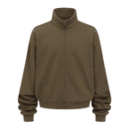 Unisex Brushed Stand-collar Zip-up Jacket