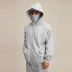 Windproof Sports Zip-up Hoodie with Built-in Face Mask
