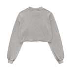 Cropped Oversized Washed Sweatshirt with Raw-Edge Streetwear Style
