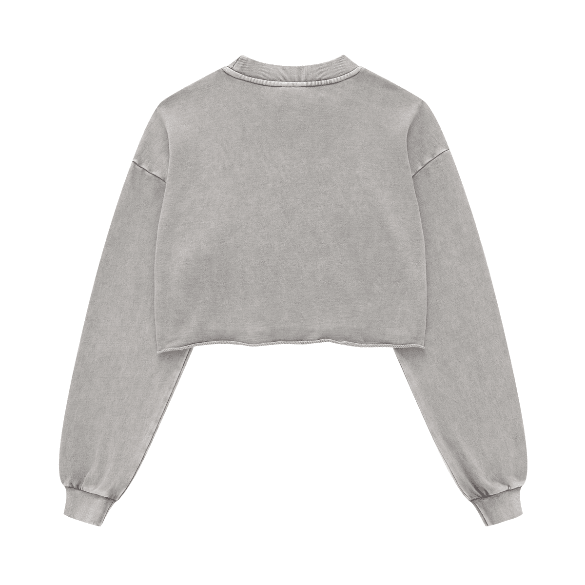 Cropped Oversized Washed Sweatshirt with Raw-Edge Streetwear Style