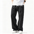 Unisex Rhinestone Star Loose Straight Jeans