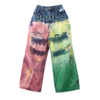 Unisex Color Splatter Wide-leg Straight Jeans