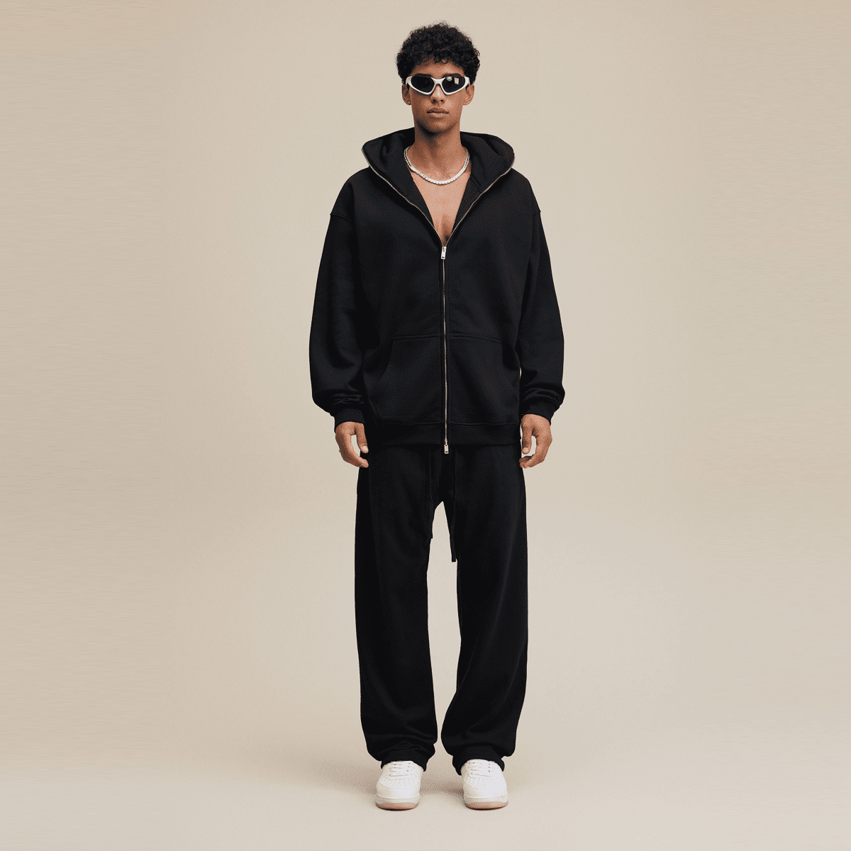 Windproof Sports Zip-up Hoodie with Built-in Face Mask