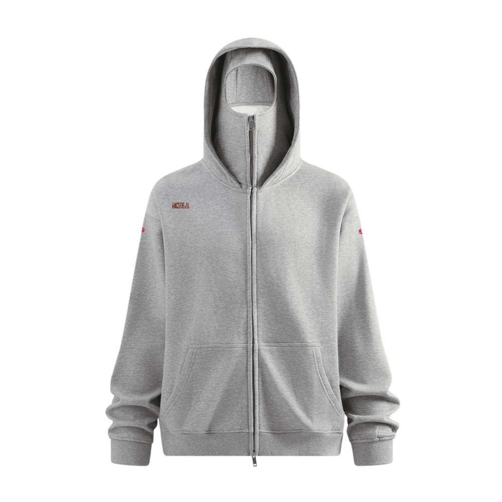 Windproof Sports Zip-up Hoodie with Built-in Face Mask