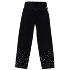 Unisex Rhinestone-Embellished Relaxed Straight-Leg Jeans