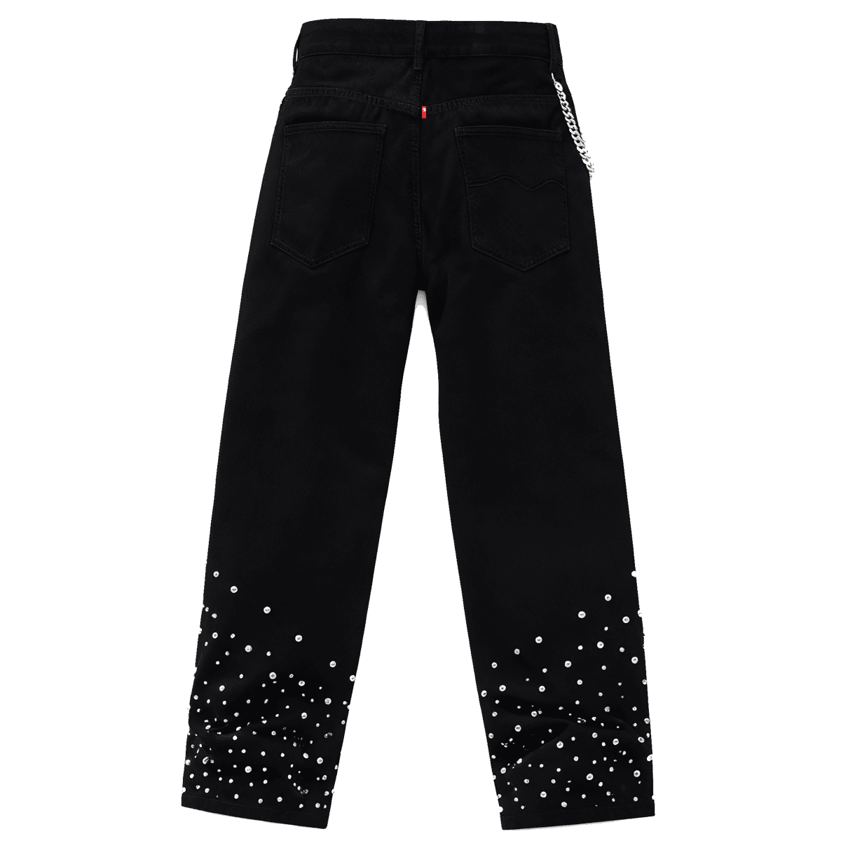 Unisex Rhinestone-Embellished Relaxed Straight-Leg Jeans