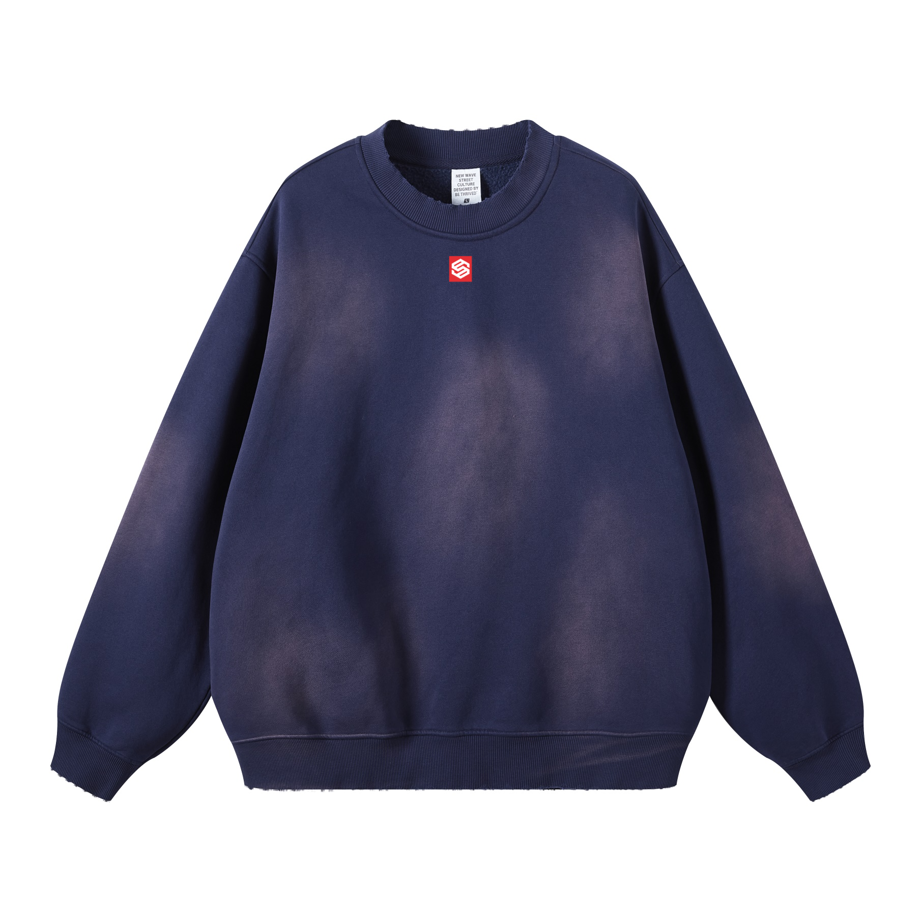 Round Neck Washed Distressed Ombre Sweatshirt