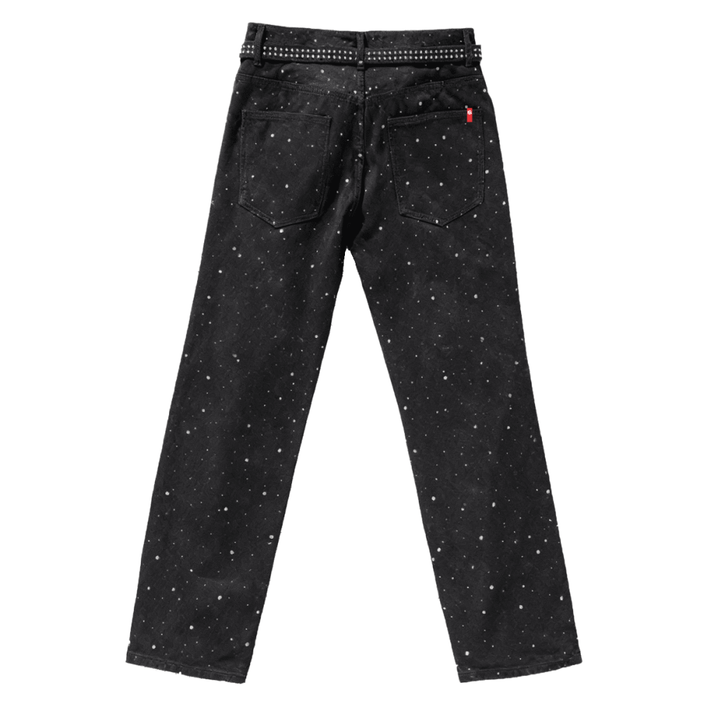 Unisex Rhinestone Star Loose Straight Jeans