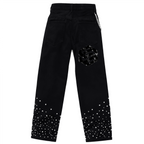 Unisex Rhinestone-Embellished Relaxed Straight-Leg Jeans