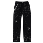 Unisex Rhinestone-Embellished Relaxed Straight-Leg Jeans