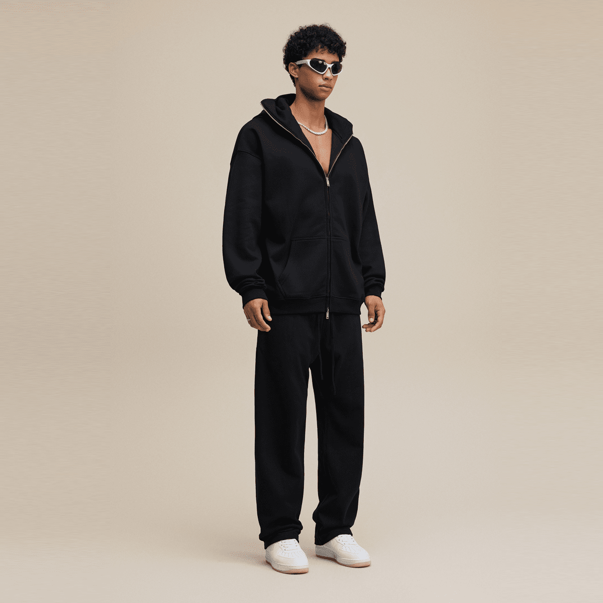 Windproof Sports Zip-up Hoodie with Built-in Face Mask