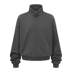 Unisex Brushed Stand-collar Zip-up Jacket