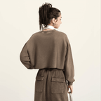 Cropped Oversized Washed Sweatshirt with Premium Cotton