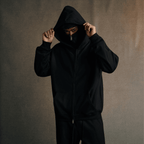 Windproof Sports Zip-up Hoodie with Built-in Face Mask