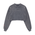 Cropped Oversized Washed Sweatshirt with Premium Cotton