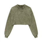 Cropped Oversized Washed Sweatshirt with Premium Cotton