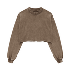 Cropped Oversized Washed Sweatshirt with Raw-Edge Streetwear Style
