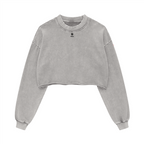 Cropped Oversized Washed Sweatshirt with Raw-Edge Streetwear Style