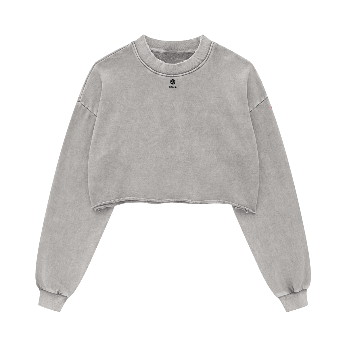 Cropped Oversized Washed Sweatshirt with Raw-Edge Streetwear Style