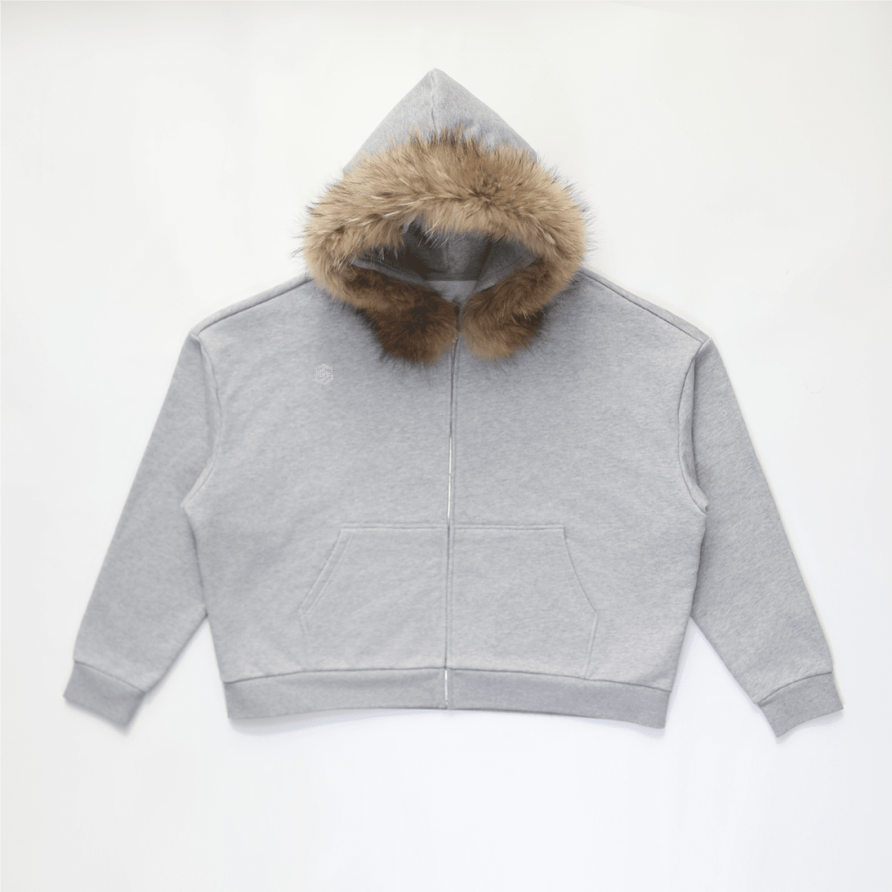 Unisex Fur-Trim Zip-Up Hoodie（400GSM）