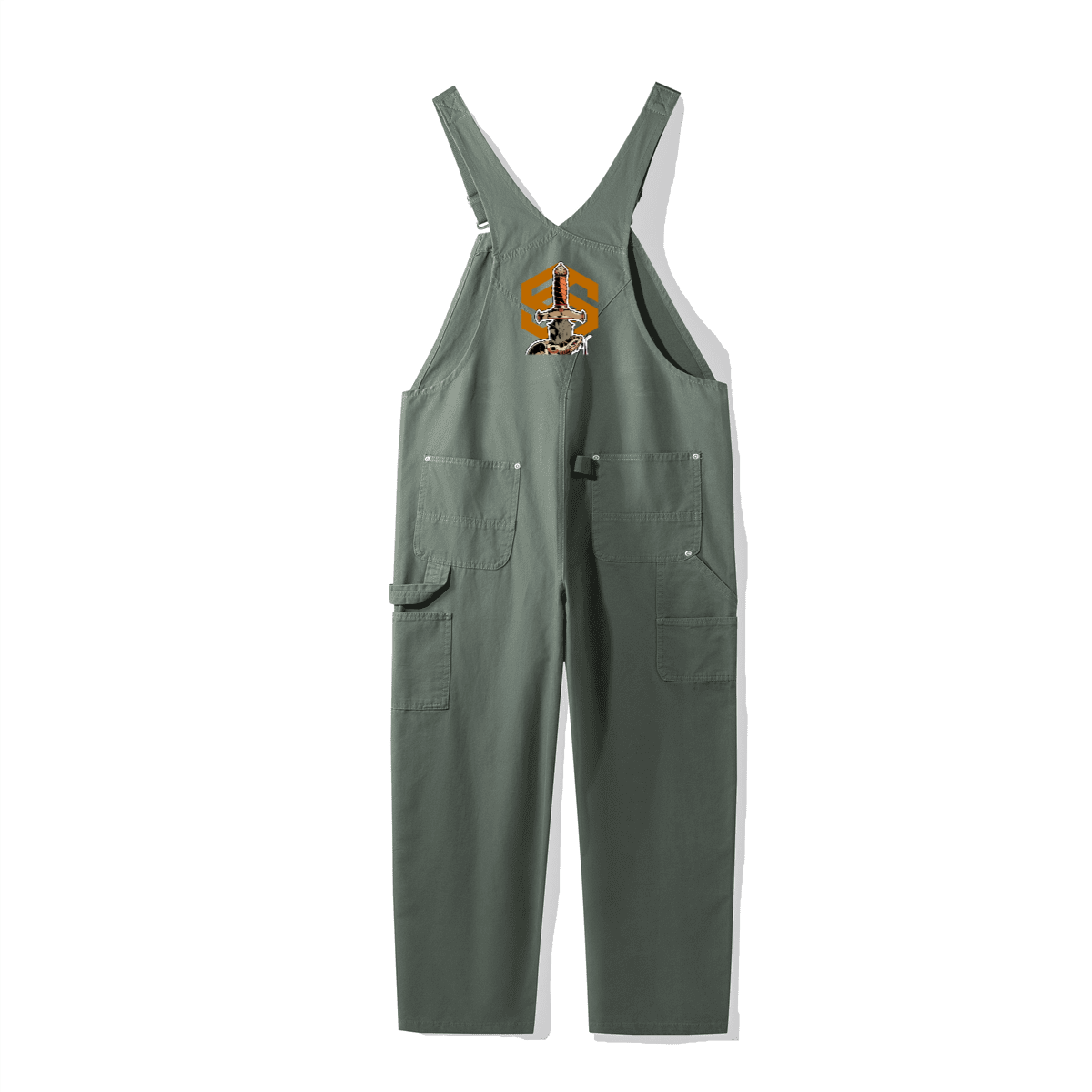 Unisex Loose-Fit Utility Bib Overall Jumpsuit
