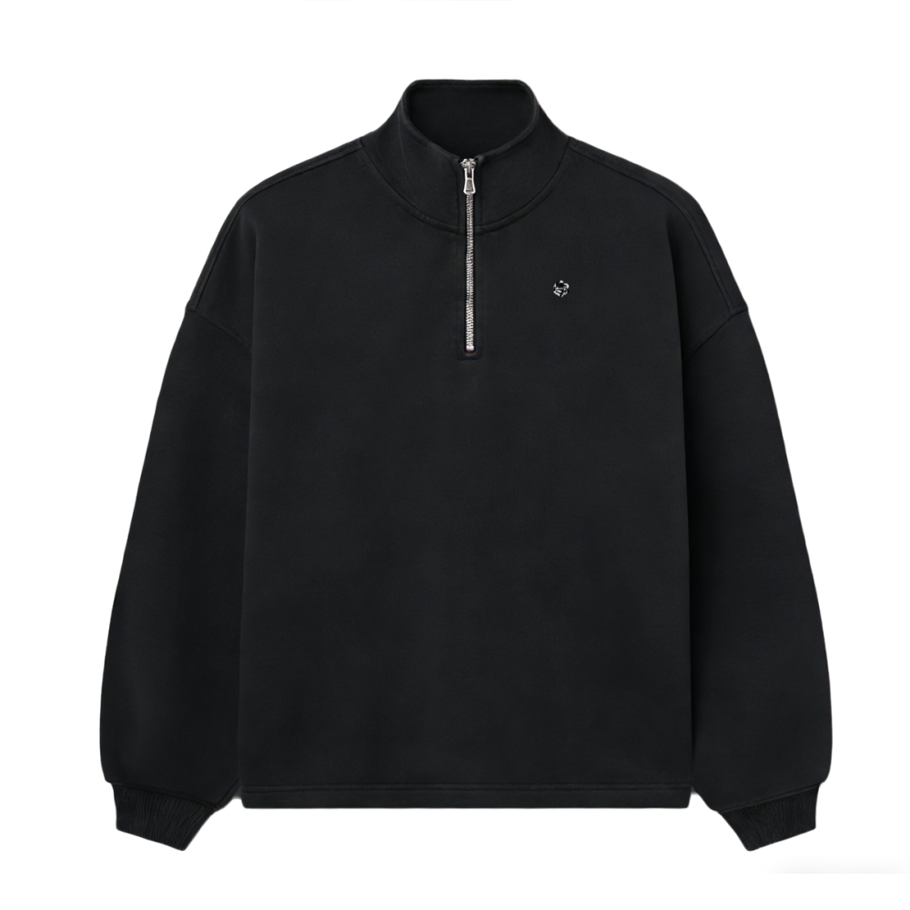Unisex Stand-Up Collar Half-Zip Panelled Sweatshirt（460GSM）