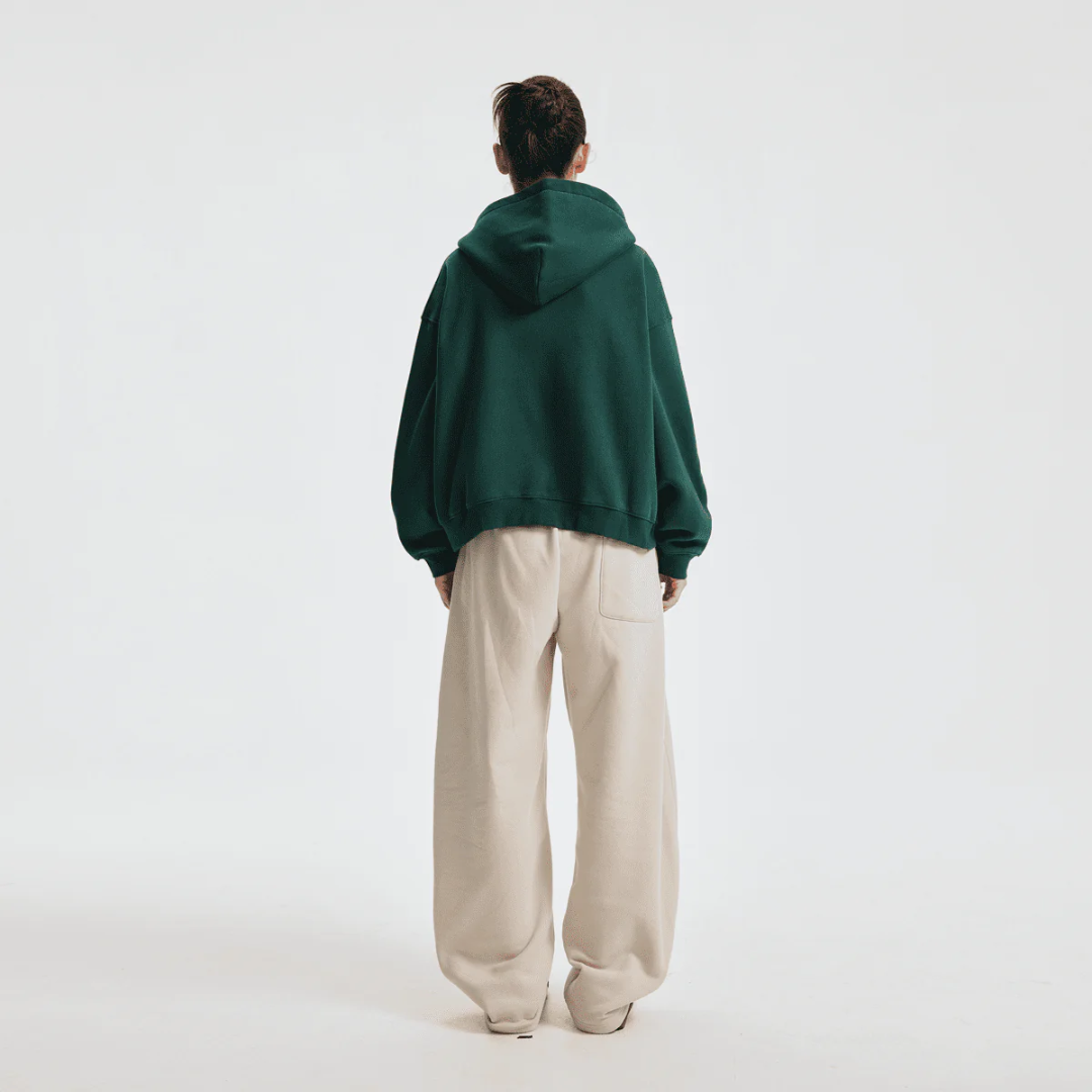 Unisex Boxy Cropped Fleece Zip-Up Hoodie