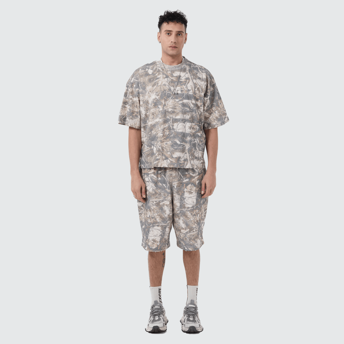 Unisex Cropped Camouflage Tree Print T-shirt（270GSM）
